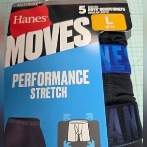 Hanes Boys' Black and Blue Boxer Briefs - Performance Stretch, Nwt